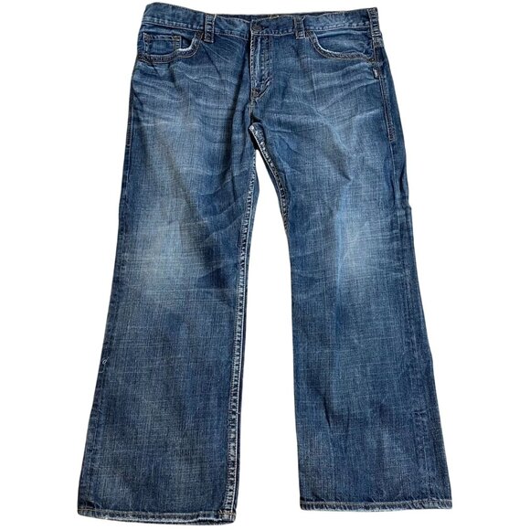 Silver Jeans Mens Jeans 42x32 Gordie Relaxed Fit Blue Denim 100% Cotton - Picture 1 of 11